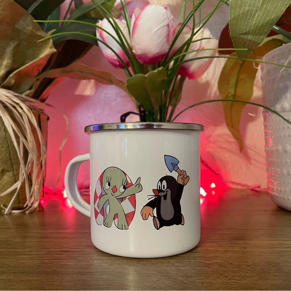 Cute A kockásfülű nyúl & Kis Vakond Enamel Mug - Picture 3 of 4